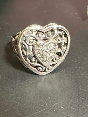 Brighton ring silver Reno heart gems Swarovski crystals 9